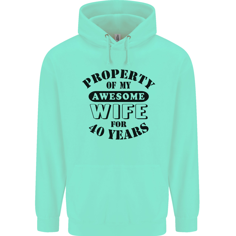 40th Wedding Anniversary 40 Year Funny Wife Mens 80% Cotton Hoodie Peppermint