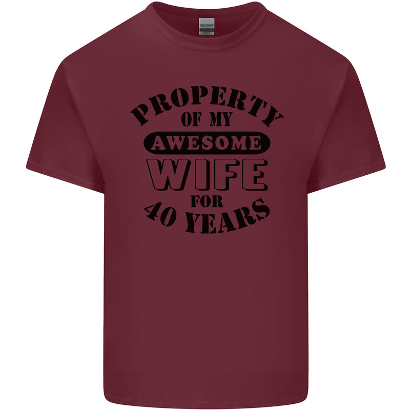 40th Wedding Anniversary 40 Year Funny Wife Mens Cotton T-Shirt Tee Top Maroon