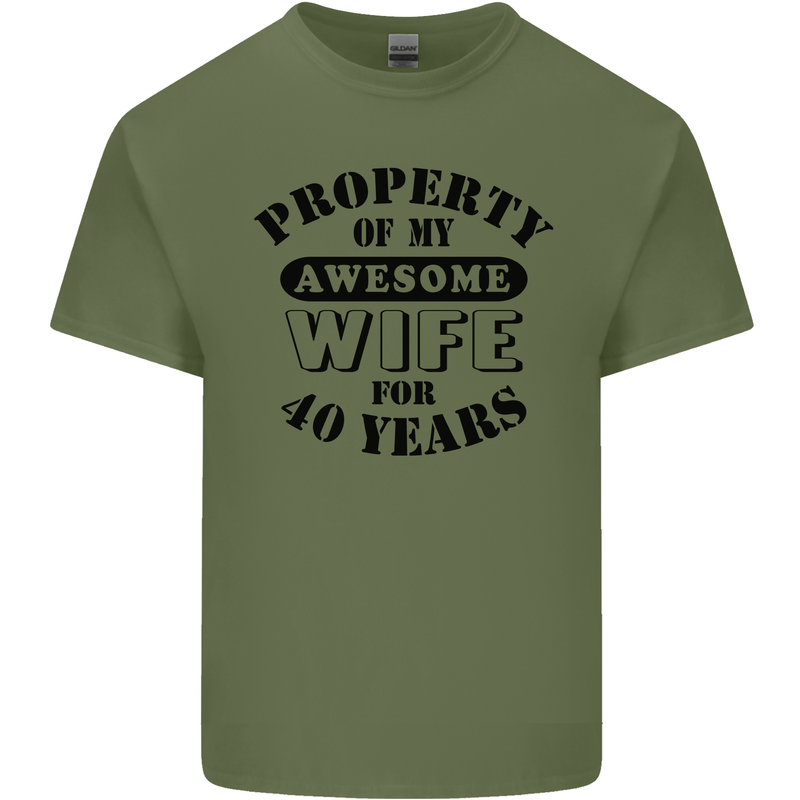 40th Wedding Anniversary 40 Year Funny Wife Mens Cotton T-Shirt Tee Top Military Green