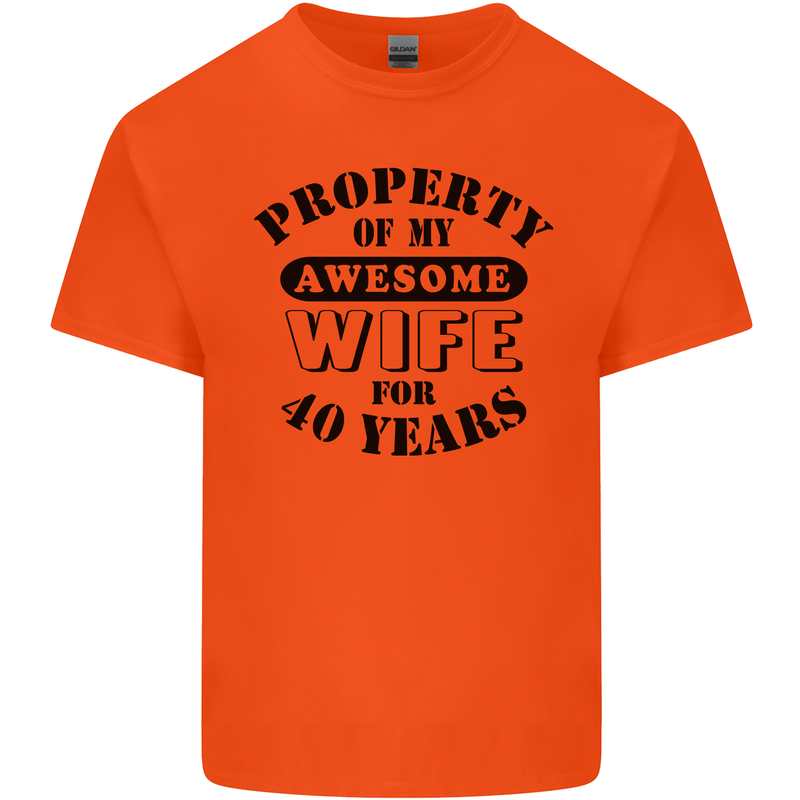 40th Wedding Anniversary 40 Year Funny Wife Mens Cotton T-Shirt Tee Top Orange