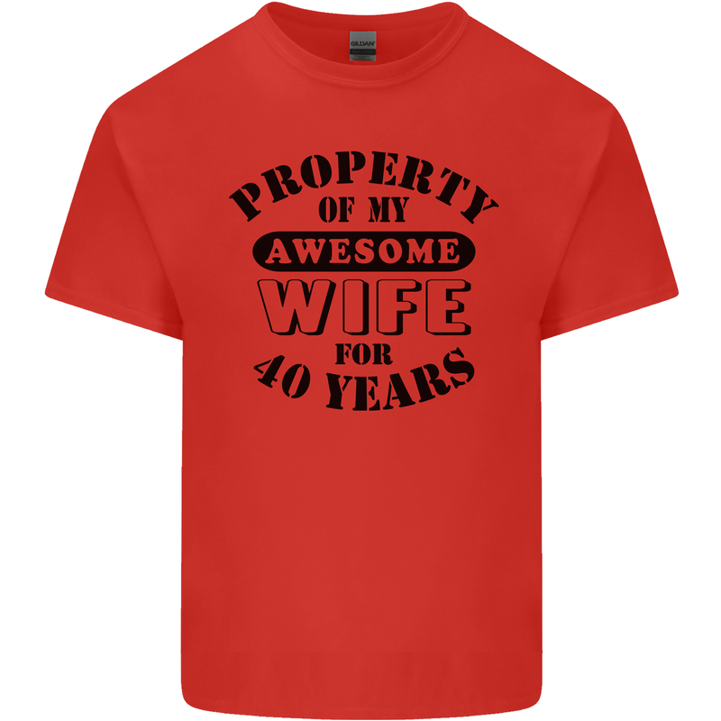 40th Wedding Anniversary 40 Year Funny Wife Mens Cotton T-Shirt Tee Top Red