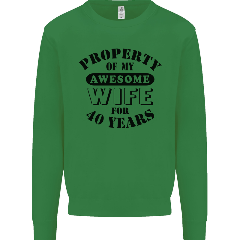 40th Wedding Anniversary 40 Year Funny Wife Mens Sweatshirt Jumper Irish Green