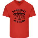 40th Wedding Anniversary 40 Year Funny Wife Mens V-Neck Cotton T-Shirt Red