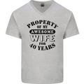 40th Wedding Anniversary 40 Year Funny Wife Mens V-Neck Cotton T-Shirt Sports Grey
