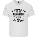 40th Wedding Anniversary 40 Year Funny Wife Mens V-Neck Cotton T-Shirt White