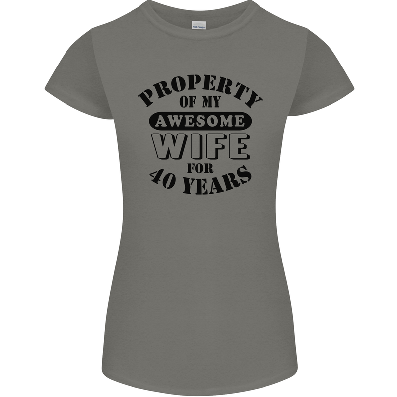 40th Wedding Anniversary 40 Year Funny Wife Womens Petite Cut T-Shirt Charcoal