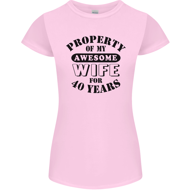40th Wedding Anniversary 40 Year Funny Wife Womens Petite Cut T-Shirt Light Pink