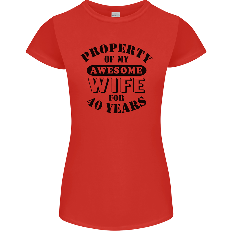 40th Wedding Anniversary 40 Year Funny Wife Womens Petite Cut T-Shirt Red