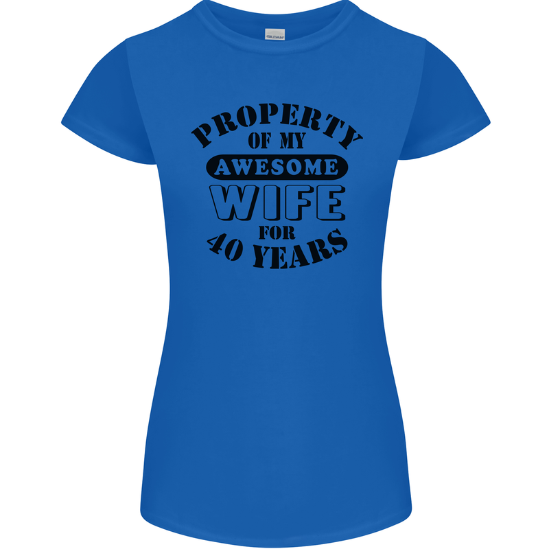 40th Wedding Anniversary 40 Year Funny Wife Womens Petite Cut T-Shirt Royal Blue