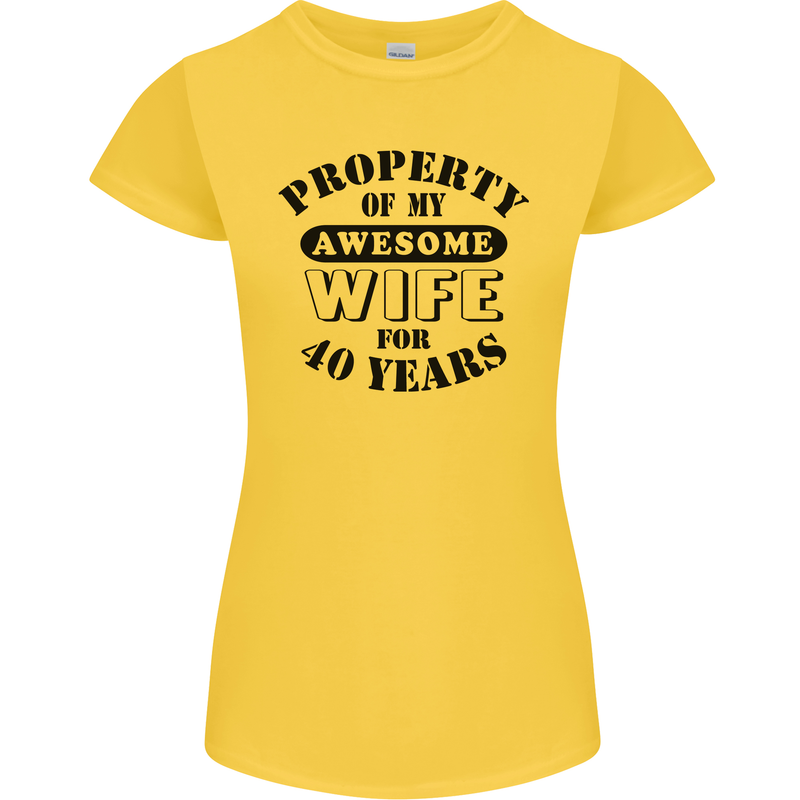 40th Wedding Anniversary 40 Year Funny Wife Womens Petite Cut T-Shirt Yellow