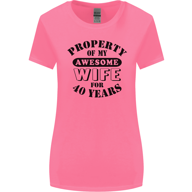 40th Wedding Anniversary 40 Year Funny Wife Womens Wider Cut T-Shirt Azalea