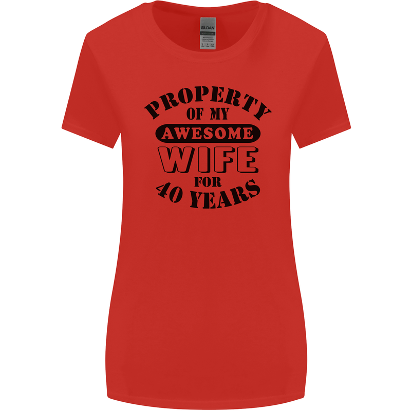 40th Wedding Anniversary 40 Year Funny Wife Womens Wider Cut T-Shirt Red