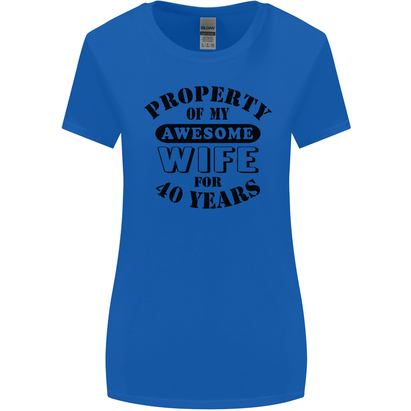 40th Wedding Anniversary 40 Year Funny Wife Womens Wider Cut T-Shirt Royal Blue