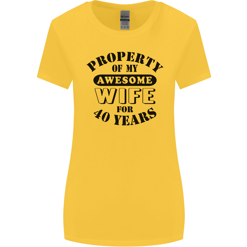 40th Wedding Anniversary 40 Year Funny Wife Womens Wider Cut T-Shirt Yellow