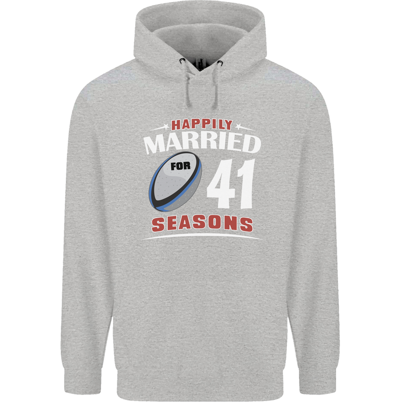 41 Year Wedding Anniversary 41st Rugby Mens 80% Cotton Hoodie Sports Grey