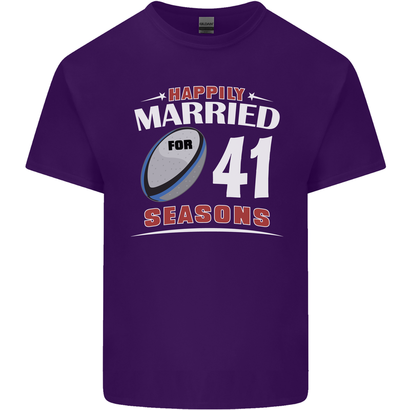 41 Year Wedding Anniversary 41st Rugby Mens Cotton T-Shirt Tee Top Purple