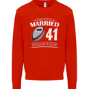41 Year Wedding Anniversary 41st Rugby Mens Sweatshirt Jumper Bright Red