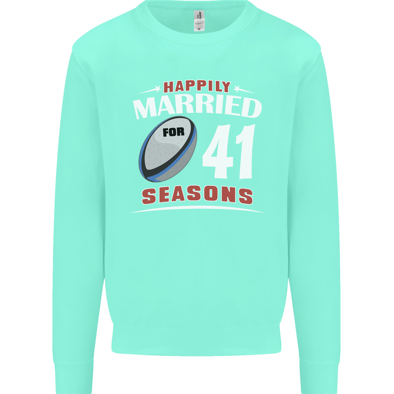 41 Year Wedding Anniversary 41st Rugby Mens Sweatshirt Jumper Peppermint