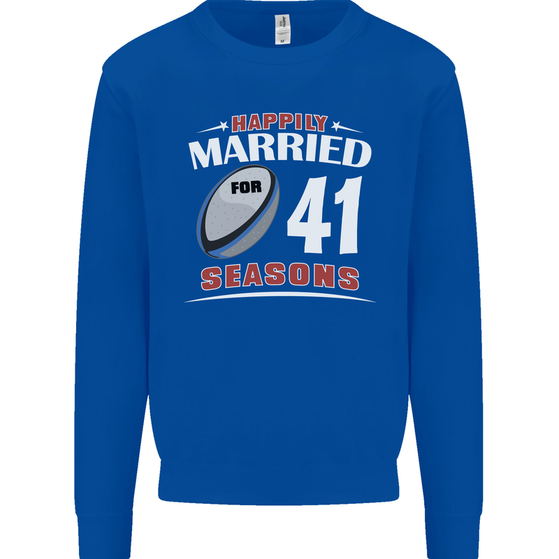 41 Year Wedding Anniversary 41st Rugby Mens Sweatshirt Jumper Royal Blue