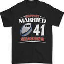 41 Year Wedding Anniversary 41st Rugby Mens T-Shirt 100% Cotton Black