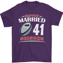 41 Year Wedding Anniversary 41st Rugby Mens T-Shirt 100% Cotton Purple