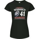 41 Year Wedding Anniversary 41st Rugby Womens Petite Cut T-Shirt Black