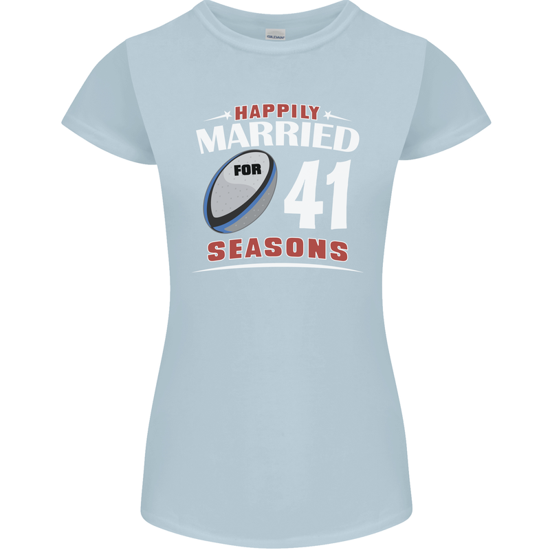 41 Year Wedding Anniversary 41st Rugby Womens Petite Cut T-Shirt Light Blue