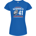 41 Year Wedding Anniversary 41st Rugby Womens Petite Cut T-Shirt Royal Blue