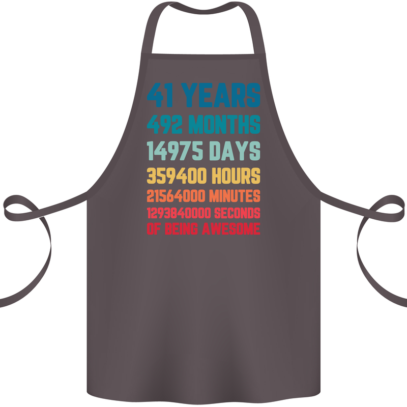 41st Birthday 41 Year Old Cotton Apron 100% Organic Dark Grey