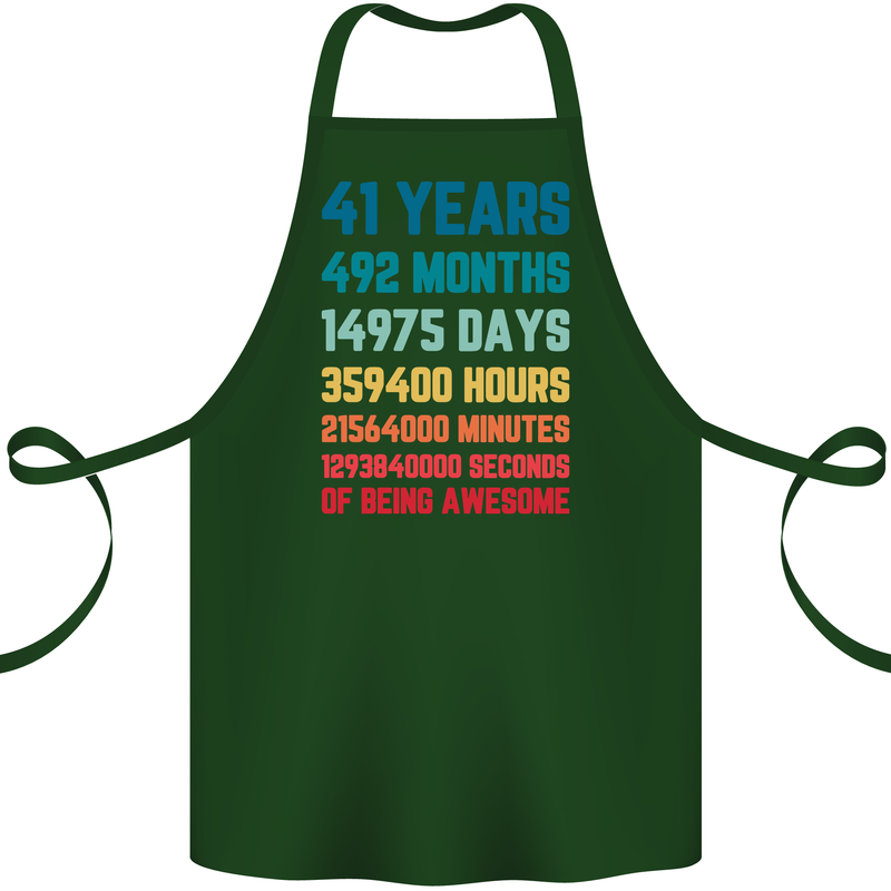41st Birthday 41 Year Old Cotton Apron 100% Organic Forest Green
