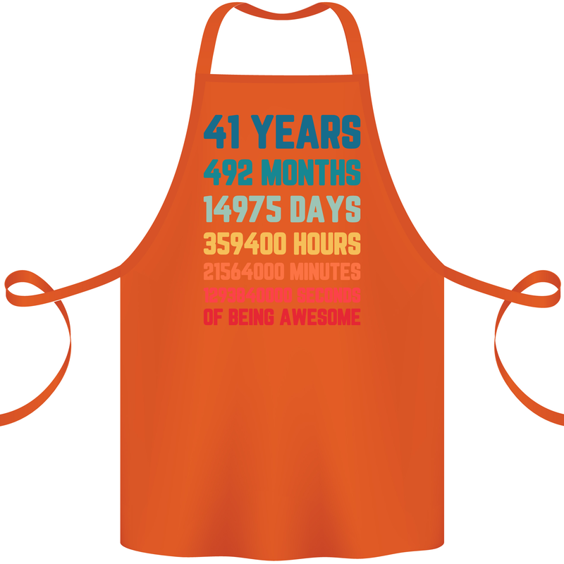 41st Birthday 41 Year Old Cotton Apron 100% Organic Orange