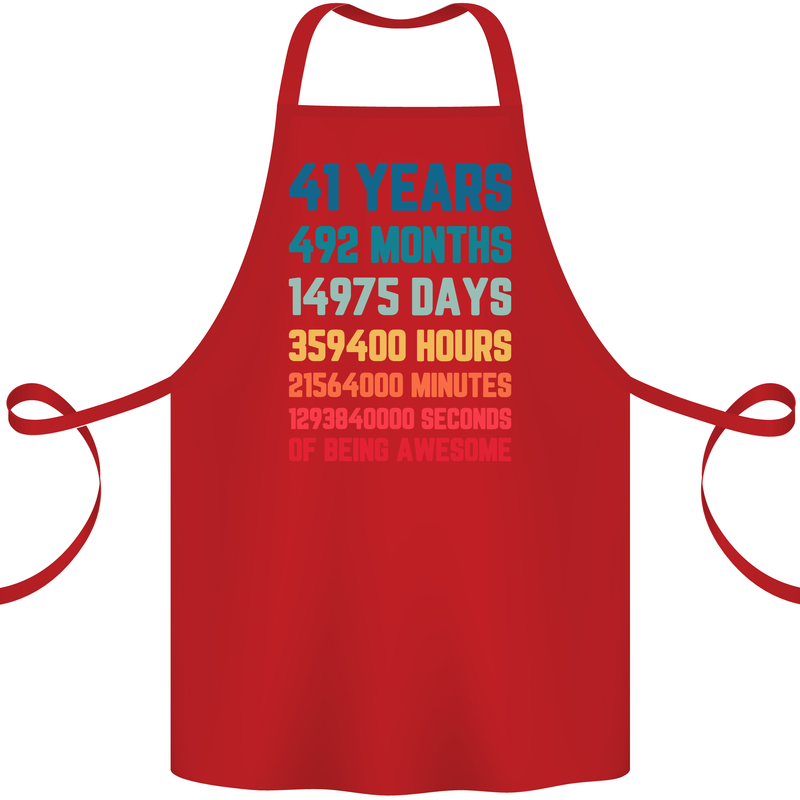 41st Birthday 41 Year Old Cotton Apron 100% Organic Red