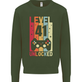 41st Birthday 41 Year Old Level Up Gamming Mens Sweatshirt Jumper Forest Green