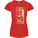 41st Birthday 41 Year Old Level Up Gamming Womens Petite Cut T-Shirt Red