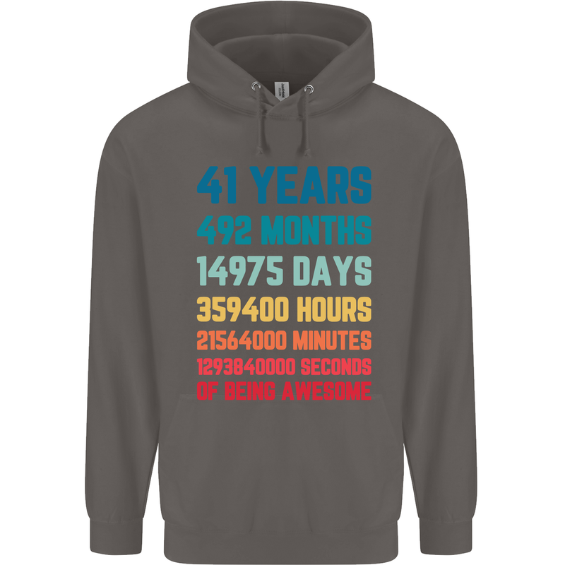 41st Birthday 41 Year Old Mens 80% Cotton Hoodie Charcoal