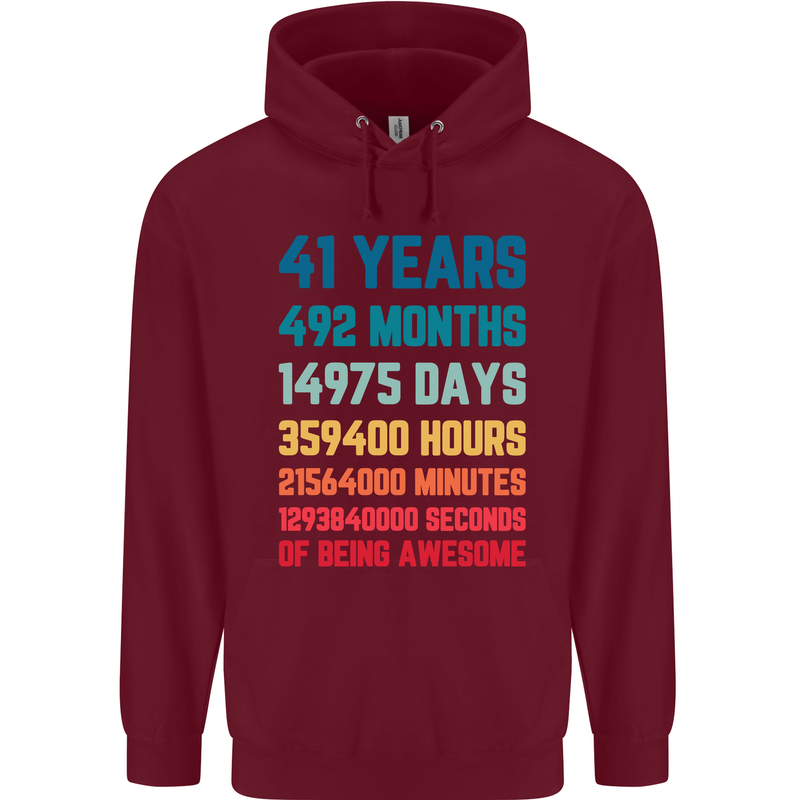 41st Birthday 41 Year Old Mens 80% Cotton Hoodie Maroon