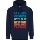 41st Birthday 41 Year Old Mens 80% Cotton Hoodie Navy Blue