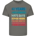 41st Birthday 41 Year Old Mens Cotton T-Shirt Tee Top Charcoal