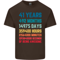 41st Birthday 41 Year Old Mens Cotton T-Shirt Tee Top Dark Chocolate