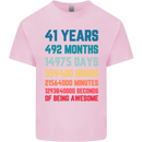 41st Birthday 41 Year Old Mens Cotton T-Shirt Tee Top Light Pink