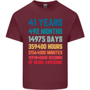41st Birthday 41 Year Old Mens Cotton T-Shirt Tee Top Maroon