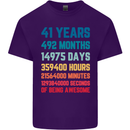 41st Birthday 41 Year Old Mens Cotton T-Shirt Tee Top Purple