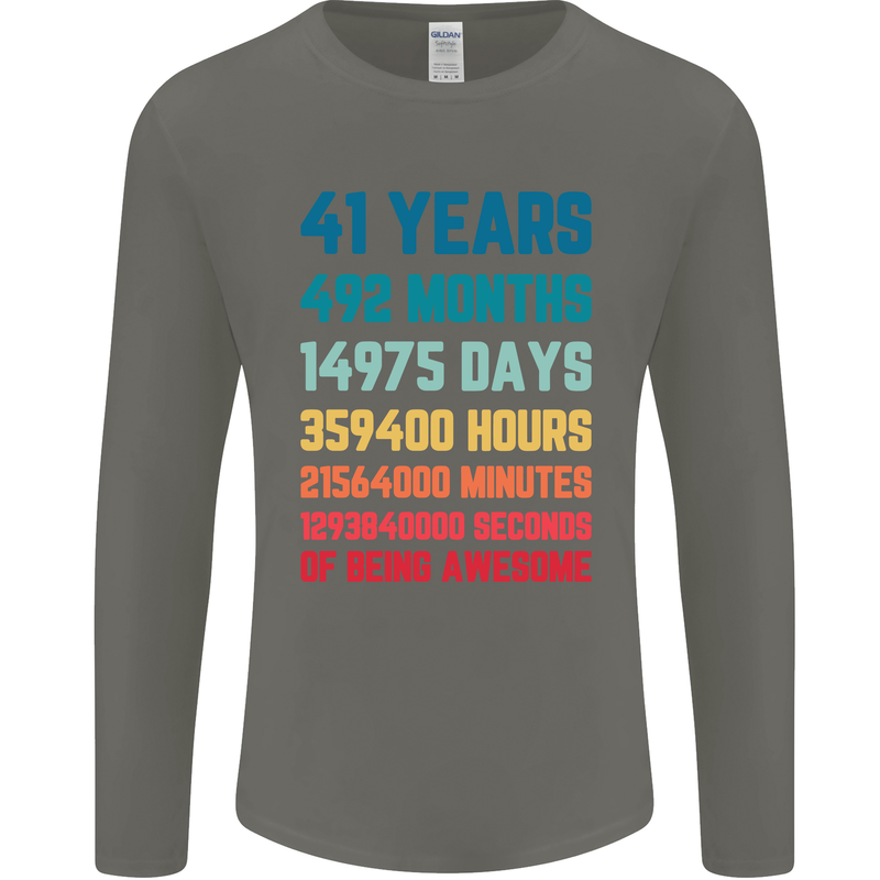 41st Birthday 41 Year Old Mens Long Sleeve T-Shirt Charcoal