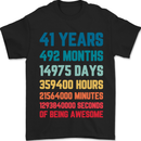 41st Birthday 41 Year Old Mens T-Shirt 100% Cotton Black