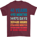 41st Birthday 41 Year Old Mens T-Shirt 100% Cotton Maroon