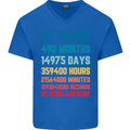 41st Birthday 41 Year Old Mens V-Neck Cotton T-Shirt Royal Blue