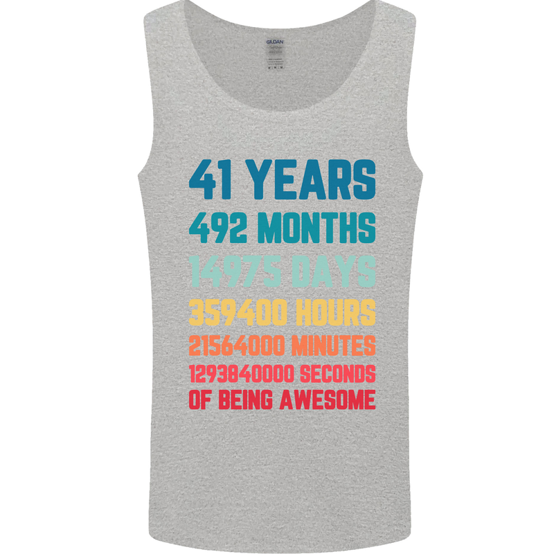 41st Birthday 41 Year Old Mens Vest Tank Top Sports Grey