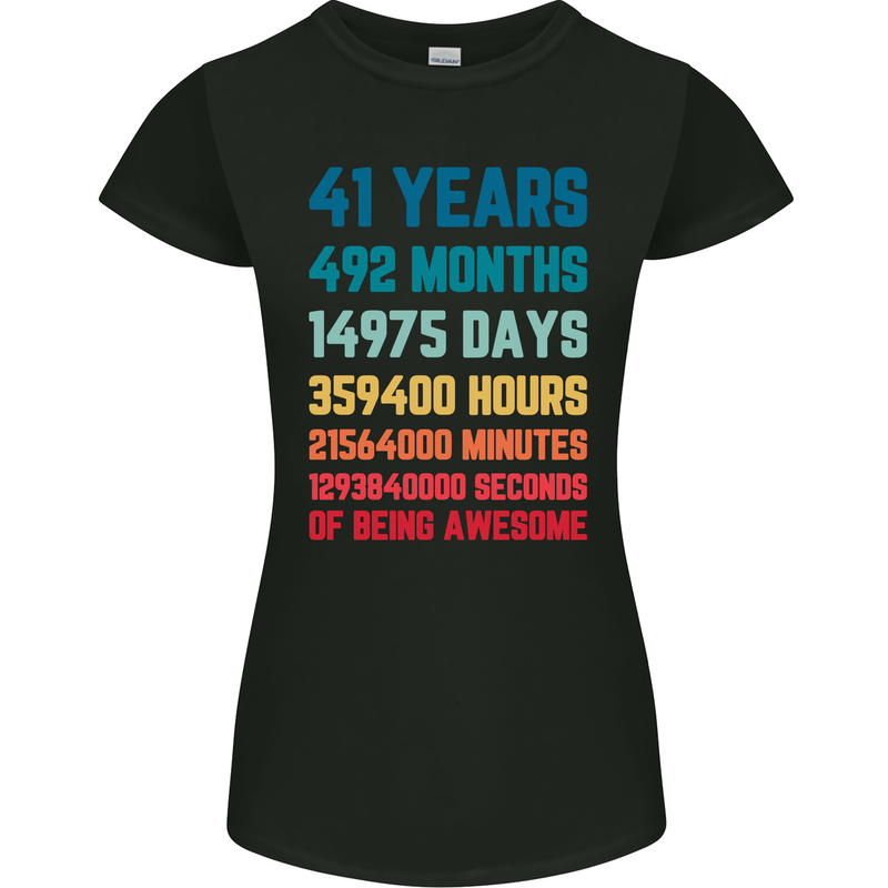 41st Birthday 41 Year Old Womens Petite Cut T-Shirt Black