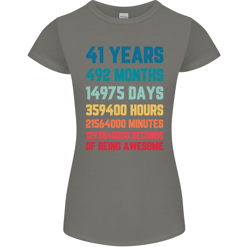 41st Birthday 41 Year Old Womens Petite Cut T-Shirt Charcoal