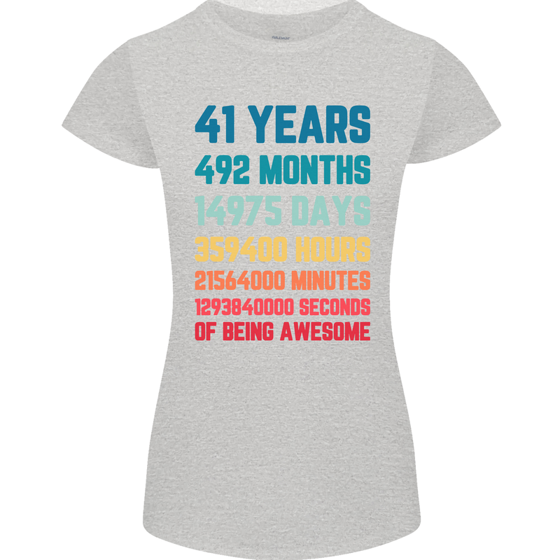 41st Birthday 41 Year Old Womens Petite Cut T-Shirt Sports Grey